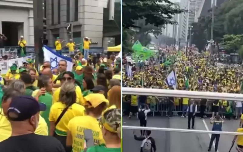 Apoiadores do ex-presidente Jair Bolsonaro começam a lotar a Av. Paulista em ato público, neste domingo