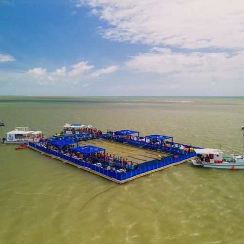 Piscina flutuante do Paraíba World Beach Games sedia Open Water de Polo Aquático