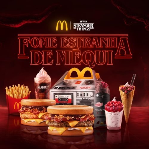 McDonald’s lança seis produtos em collab com Stranger Things, da Netflix, incluindo sanduíche invertido